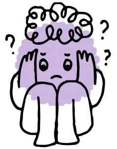 graphic of a figure holding their head in their hands. 