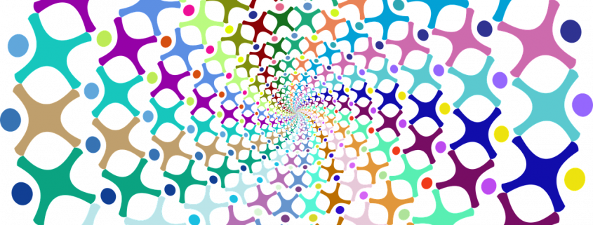 a circular spectrum of multi-coloured people figures